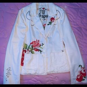 Johnny Was white rose embroidered blazer. Medium.